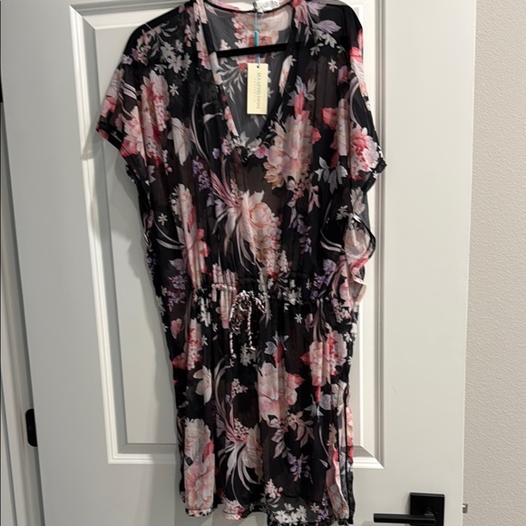 Sea Level Swim Australia Floral V-Neck Dress Kaftan cover up. Sz m - Picture 1 of 5